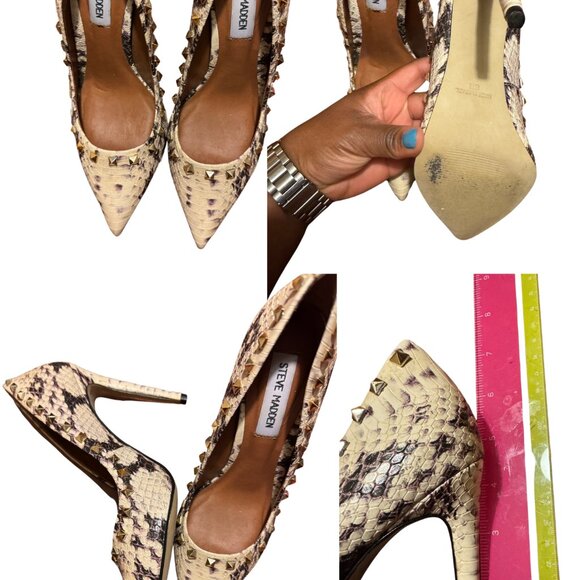 Steve Madden Studded Snake Print Heels Size 8 - Picture 4 of 5